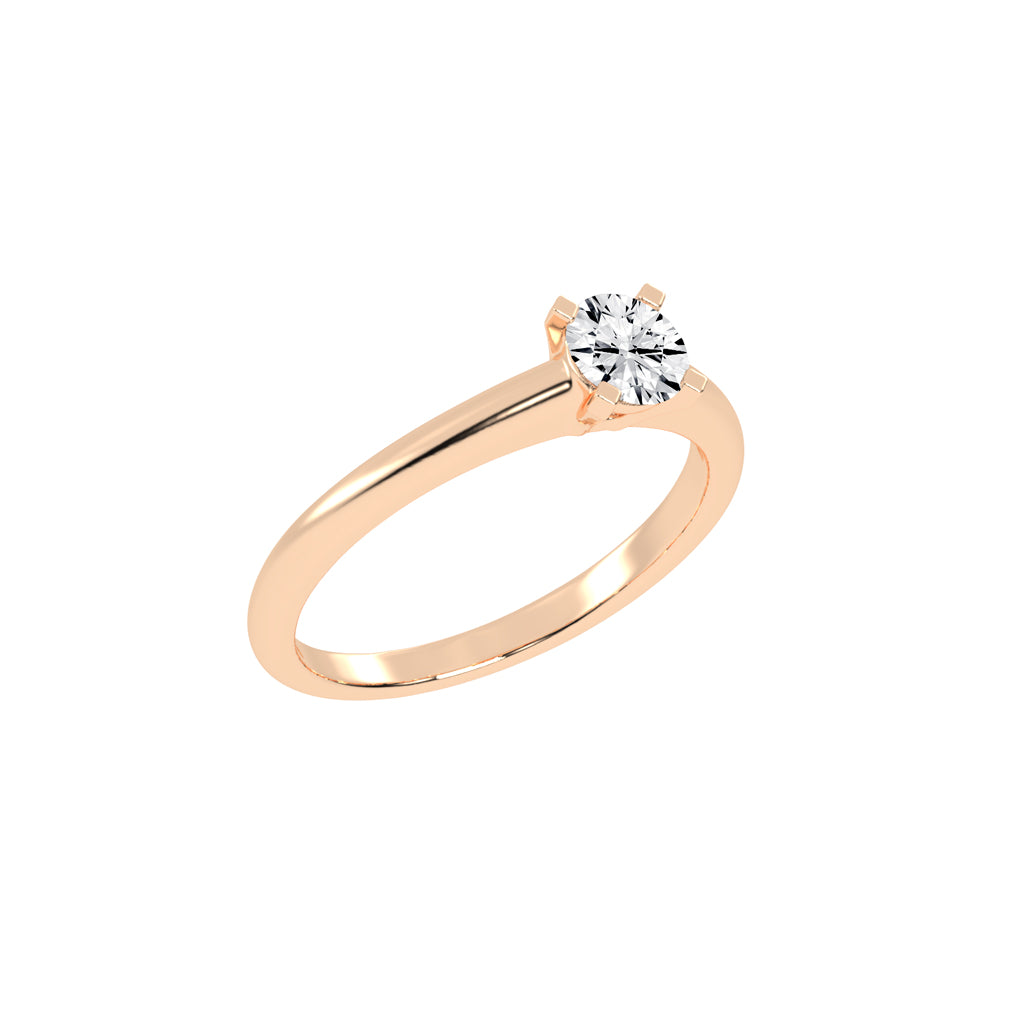 Solirra 0.50Ct Tab Prong Round Cut Solitaire Lab Diamond Ring