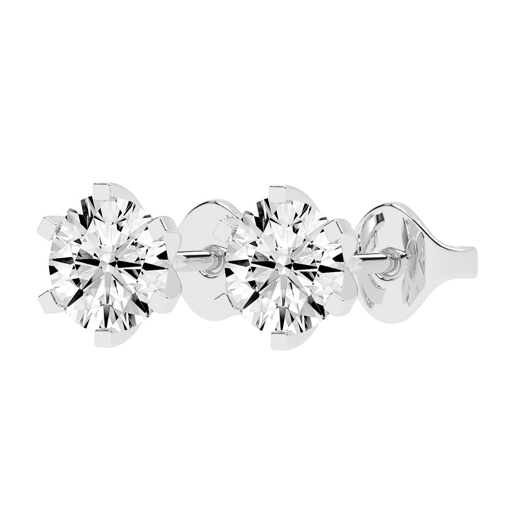 2Ct Round Shape Yellow Gold Solitaire Studs Earrings