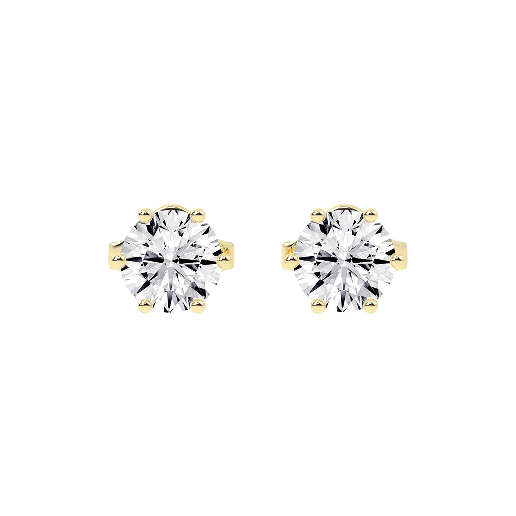 1.25Ct Round Shape Yellow Gold Solitaire Studs Earrings
