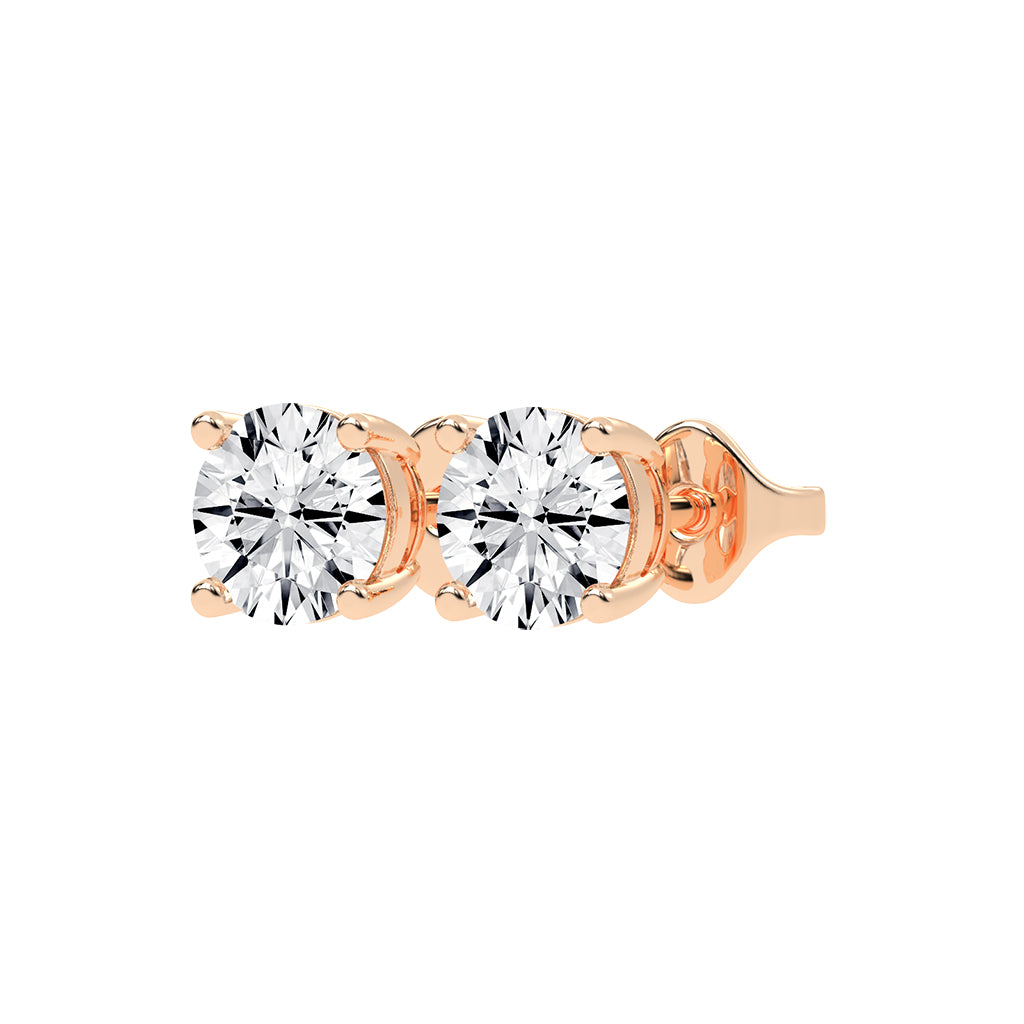 2Ct Round Shape Yellow Gold Solitaire Studs Earrings
