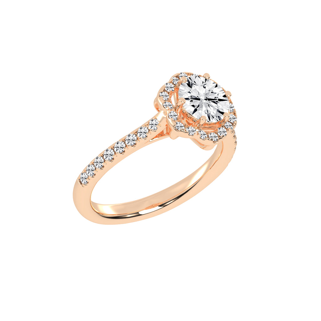 Halaris Six Prong Round Cut Halo Lab Diamond Ring