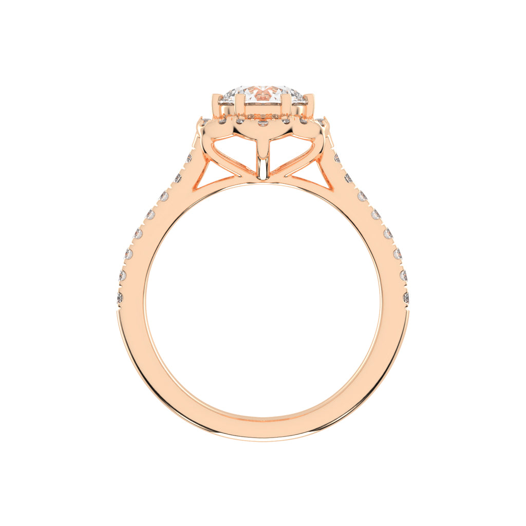 Halaris Six Prong Round Cut Halo Lab Diamond Ring