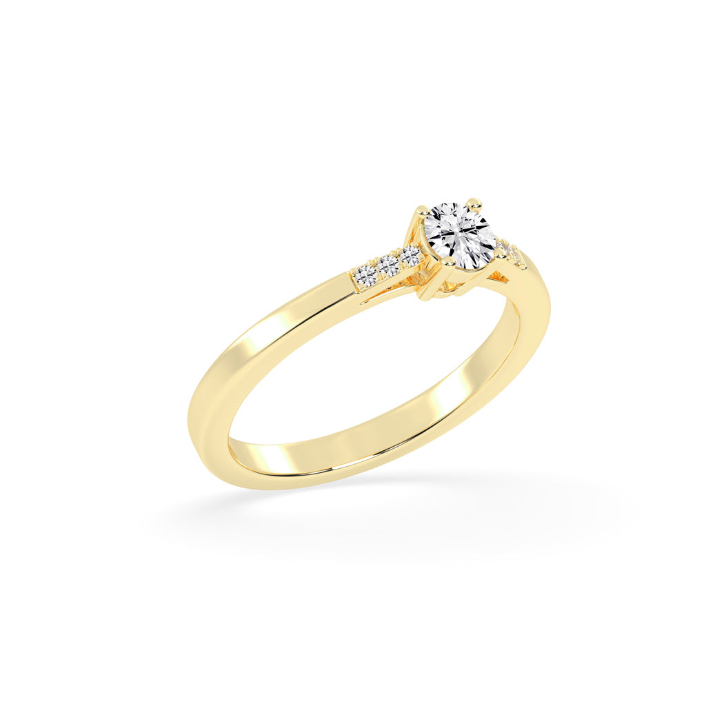 Deliranna four prong round cut delicate lab diamond ring