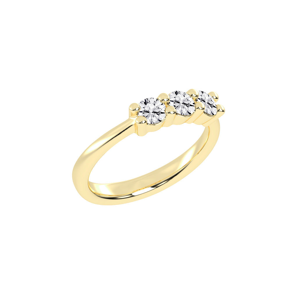 Trisona 1ct classic round cut three stone lab diamond ring