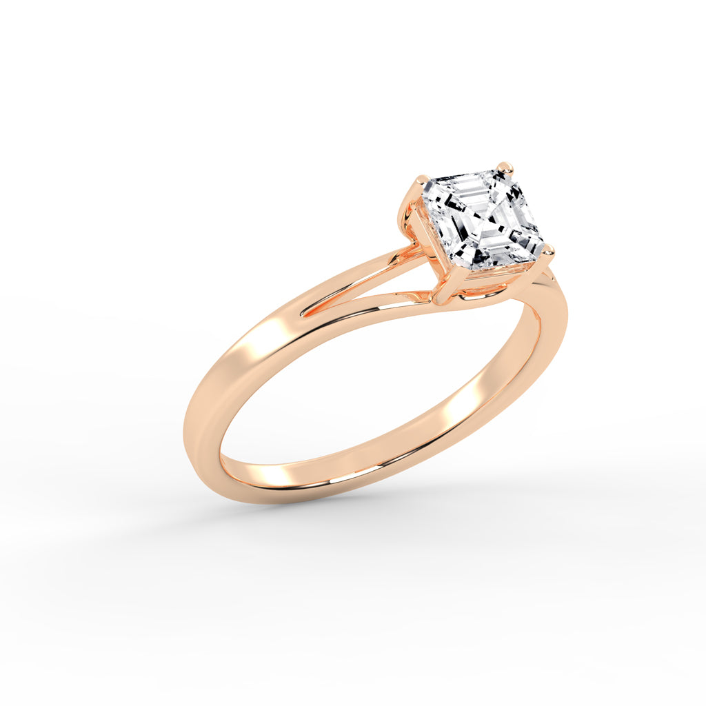 Solvione Square Emerald cut solitaire lab diamond ring