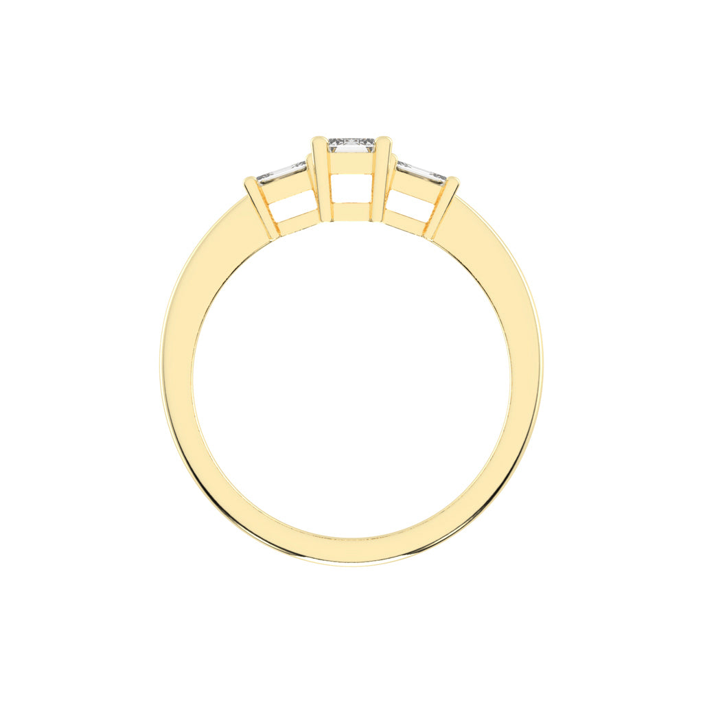 Triamira Emerald Cut Three Stone Lab Diamond Ring
