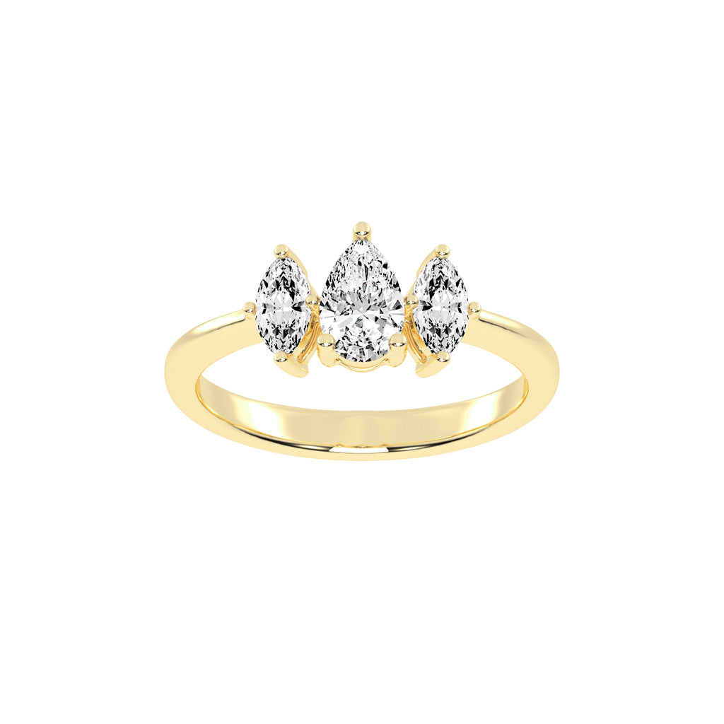 Triadiva Pear Cut Three Stone Lab Diamond Ring