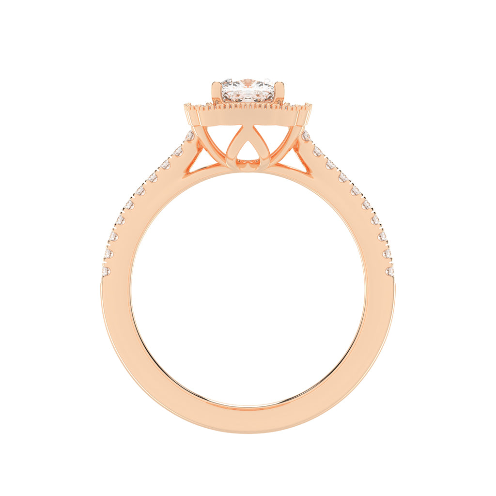Halisira shared prong Cushion cut halo lab diamond ring