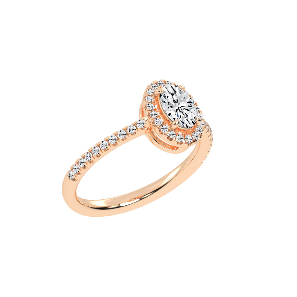 Halireva oval cut halo lab diamond ring