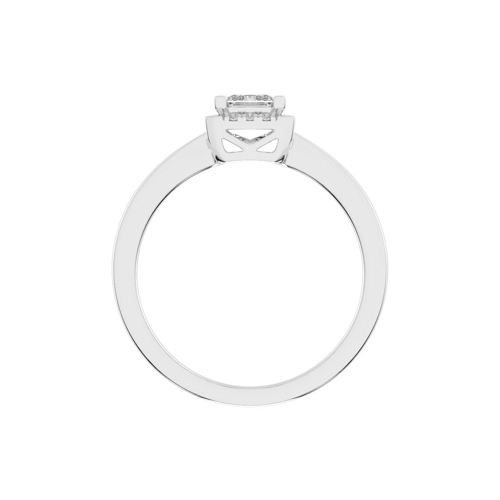 Solterixa reversed tapred princess cut lab dimaond ring