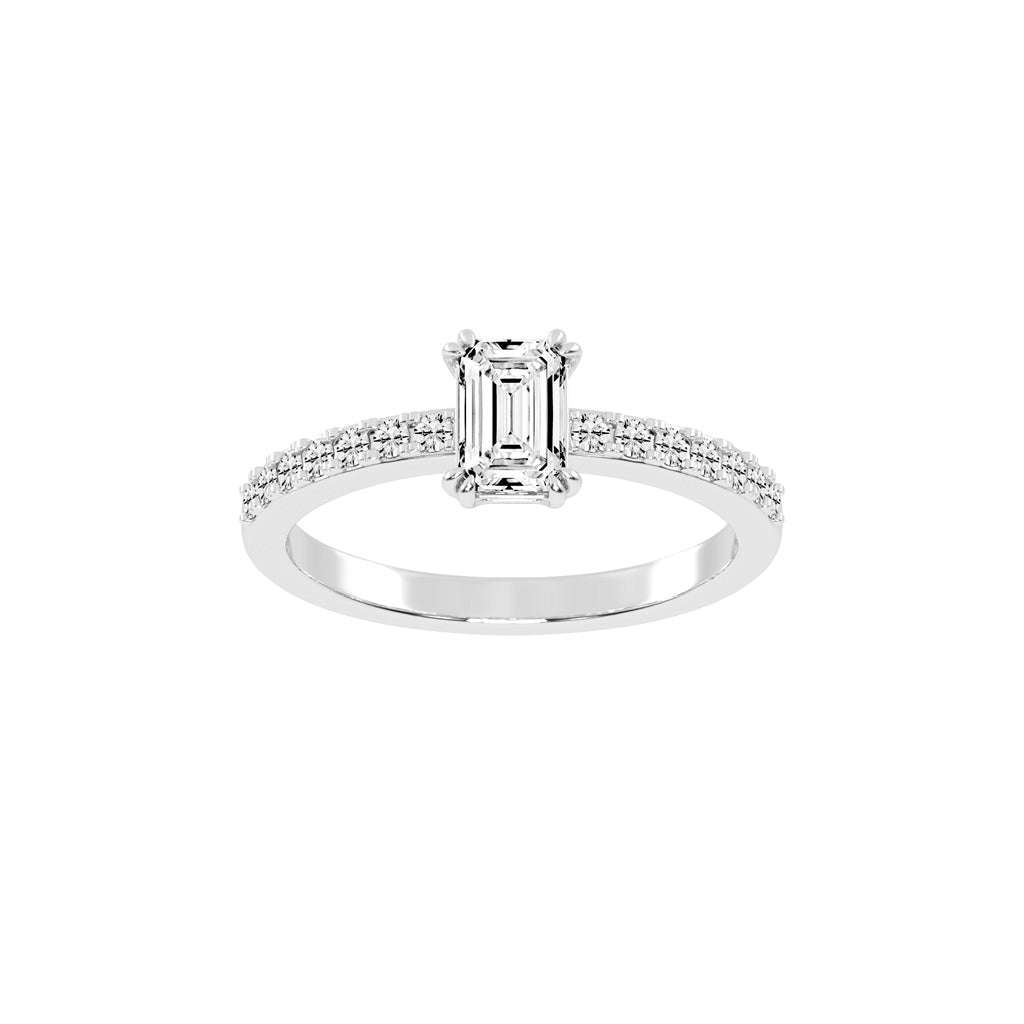 Elegora double prong emerald cut lab diamond ring
