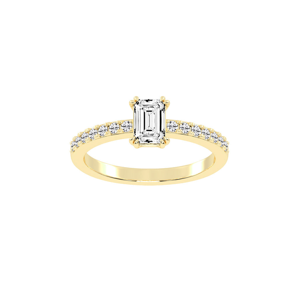 Elegora double prong emerald cut lab diamond ring