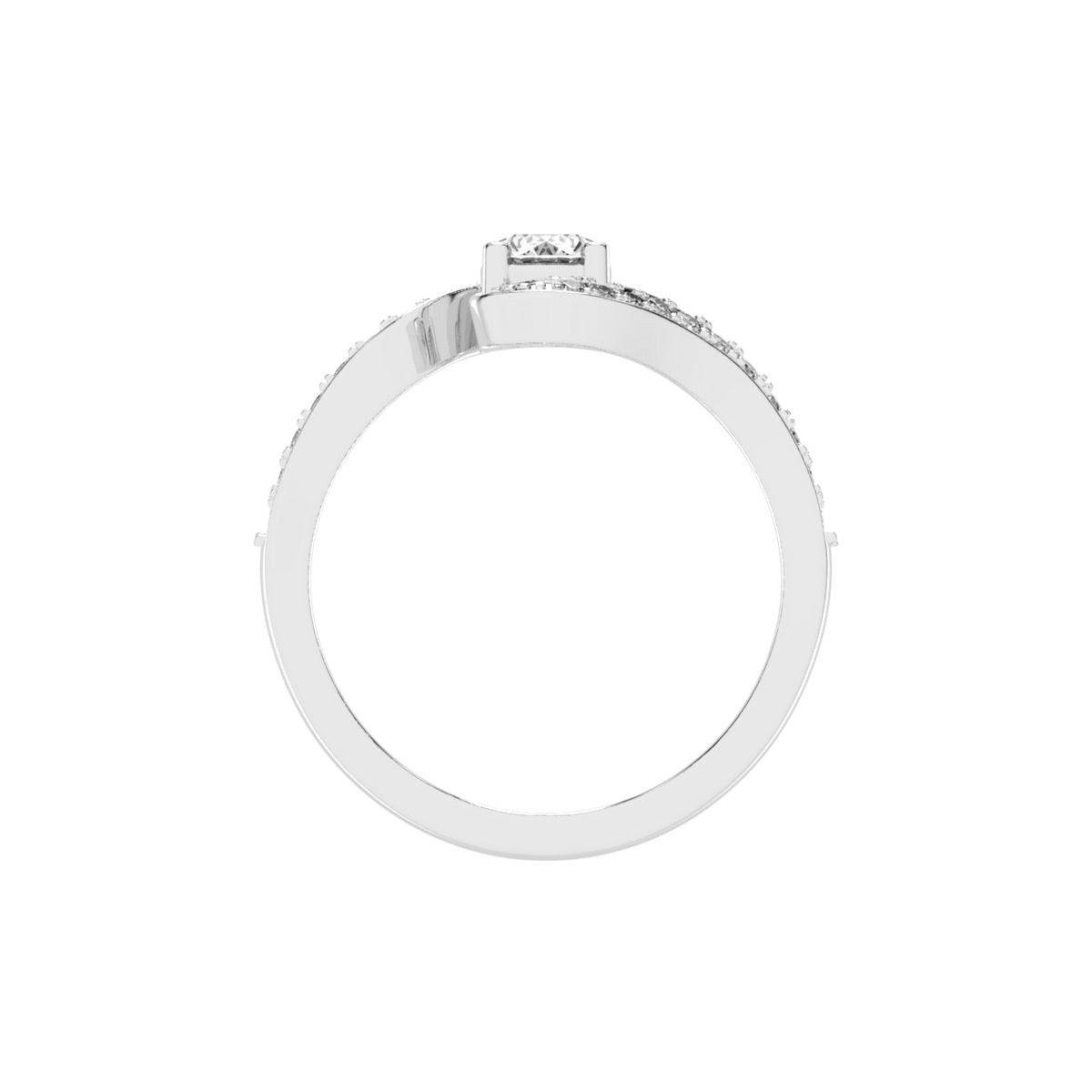 Siderraia Freeform Round Cut Side Stone Lab Diamond Ring