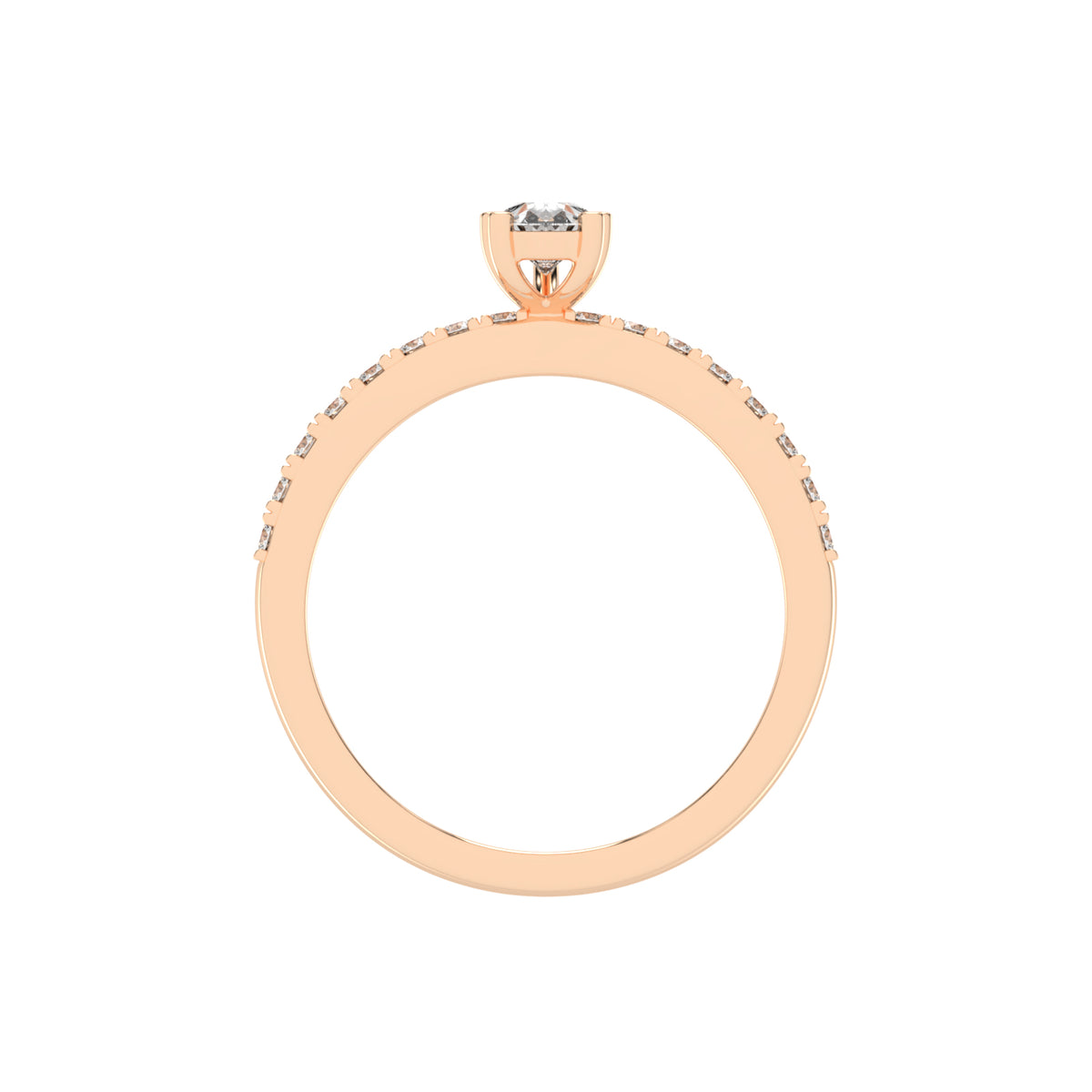 Soliside Five Prong Pear Cut Side Stone Lab Diamond Ring