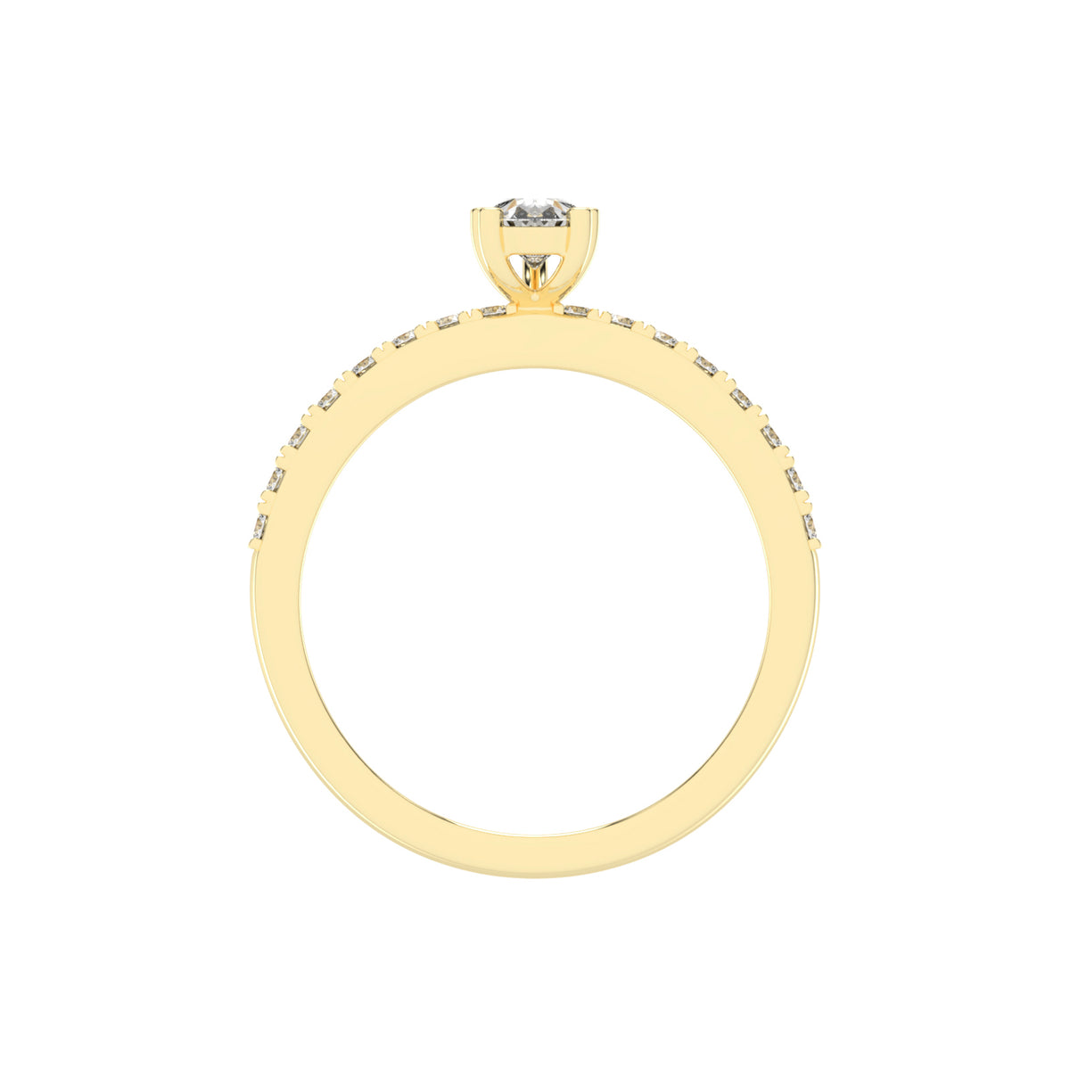 Soliside Five Prong Pear Cut Side Stone Lab Diamond Ring