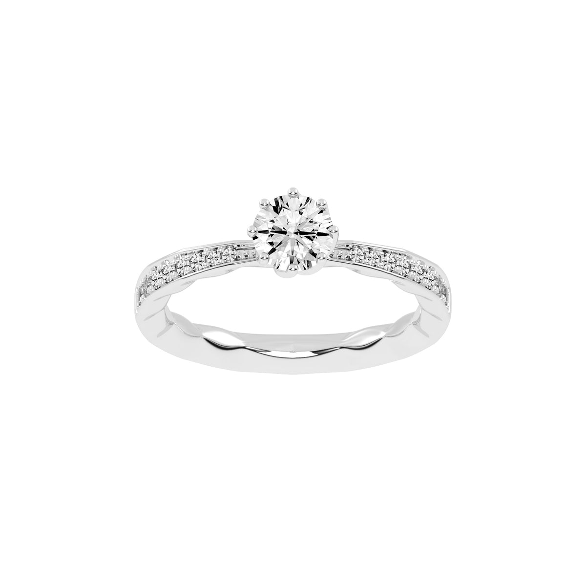 Sideraia Reversed Tapred Round Cut Lab Diamond Ring