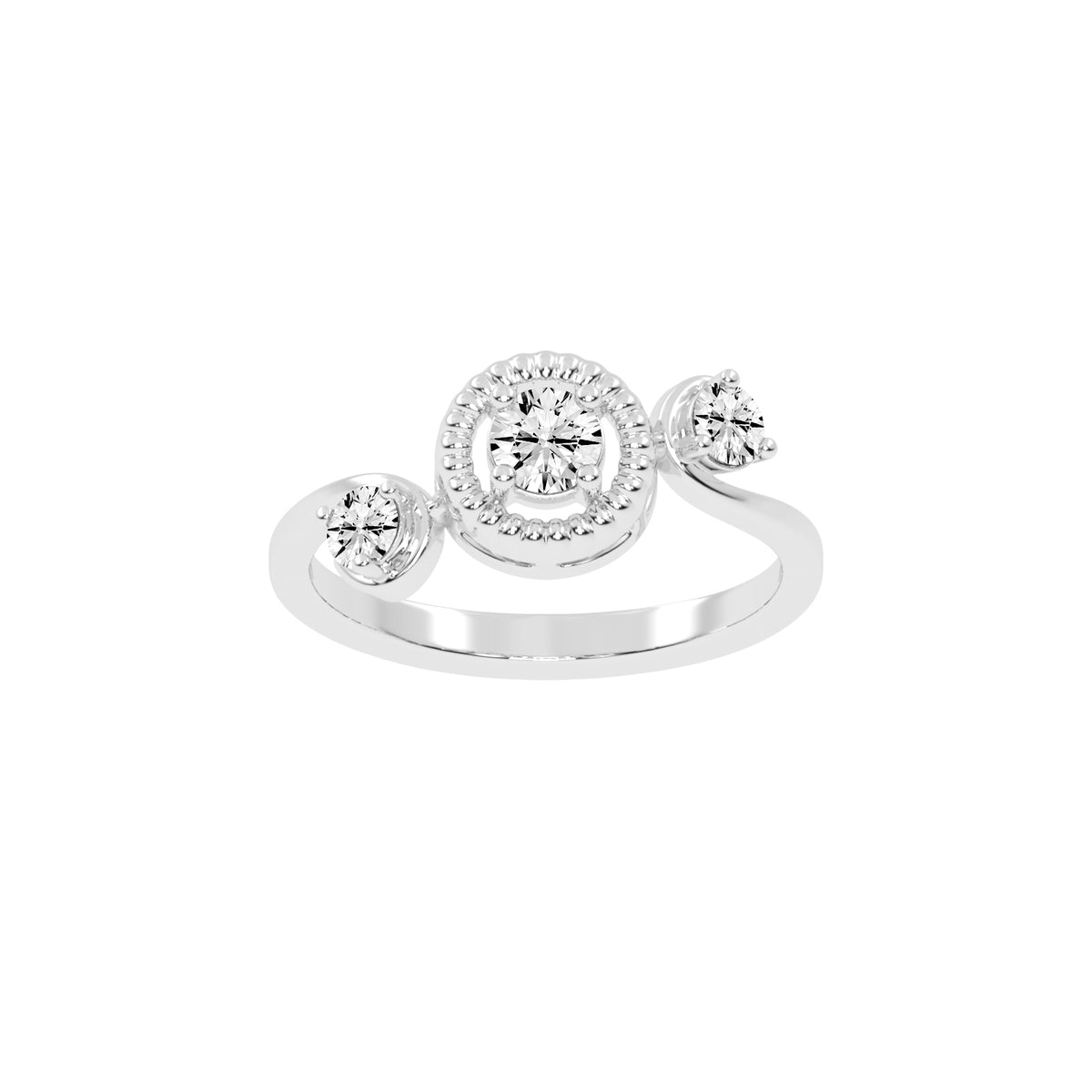 Trinerva Round Cut Three Stone Lab Diamond Ring