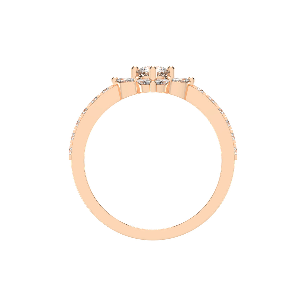 Trellos Shared Prong Round Cut Lab Diamond Ring