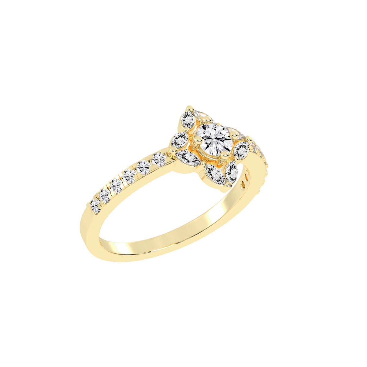 Trellos Shared Prong Round Cut Lab Diamond Ring