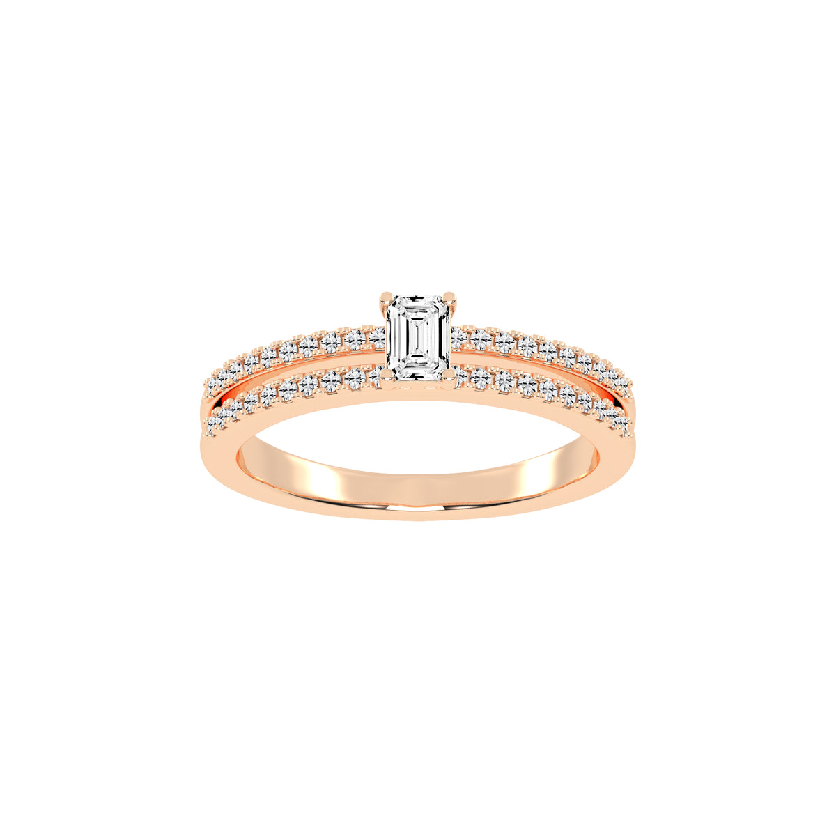 Veridelle Emerald Cut Side Stone Lab Diamond Ring