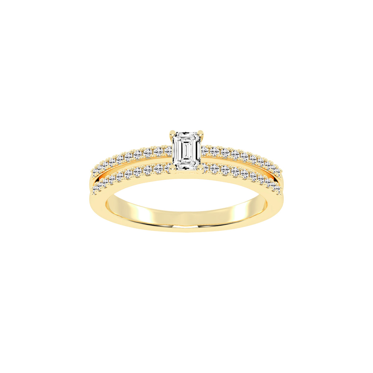 Veridelle Emerald Cut Side Stone Lab Diamond Ring