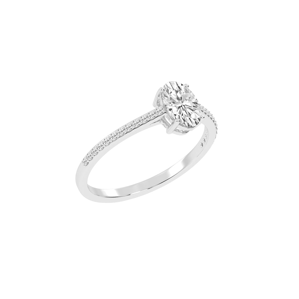 Oval Diamond Pave Band Engagement Ring