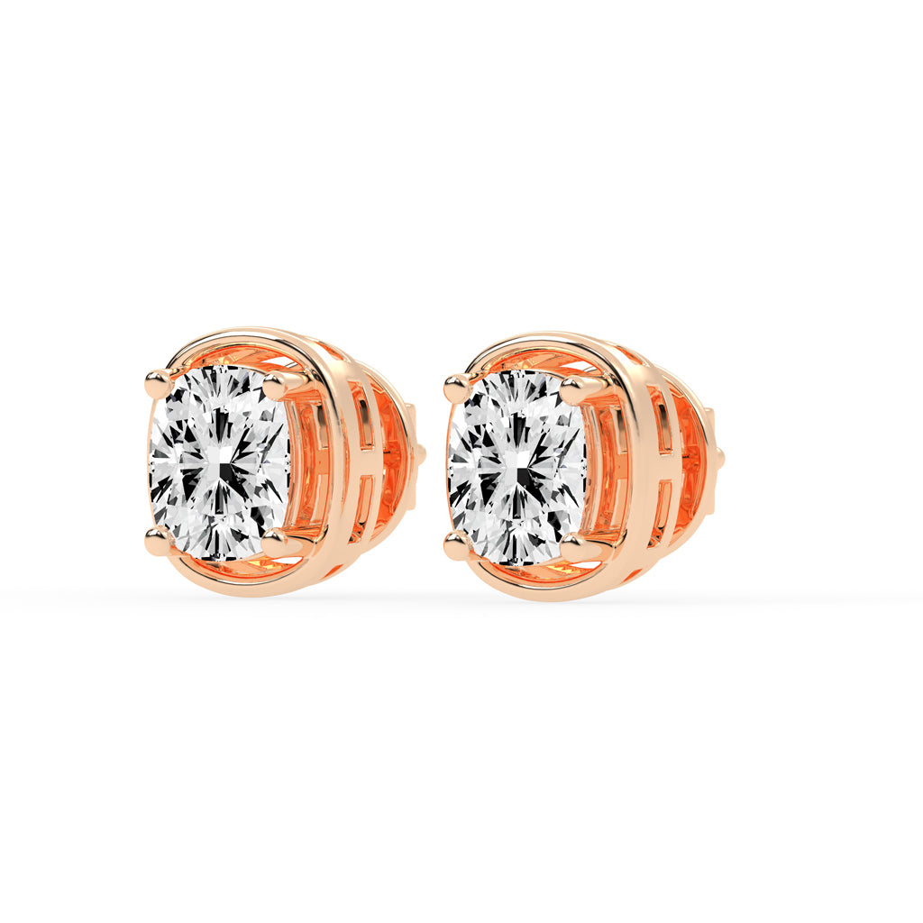 Cushion Cut Bezel Set Stud Earrings