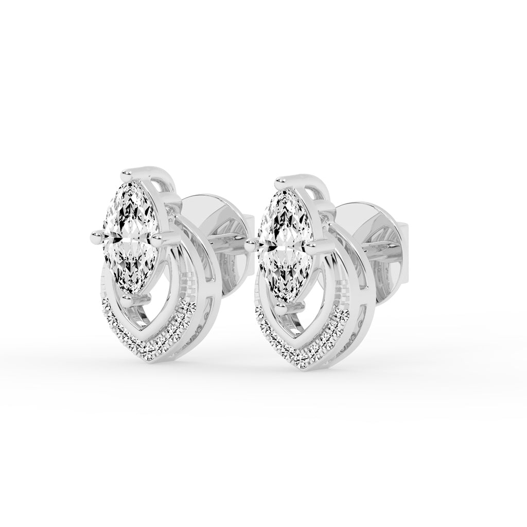 Marquise & Sparkling Curve Stud Earrings