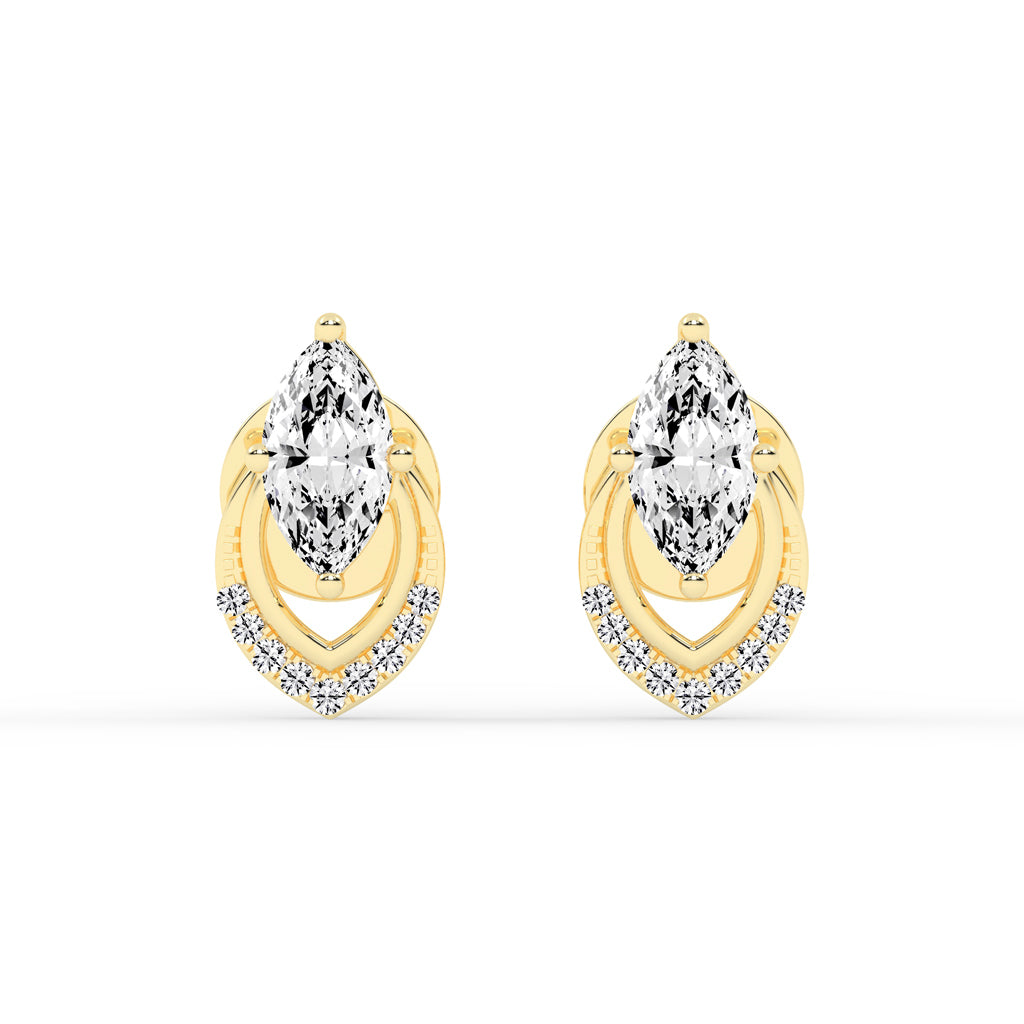 Marquise & Sparkling Curve Stud Earrings