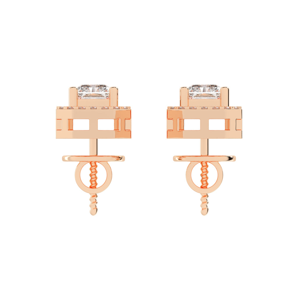 Solantica Four Prong Round Cut Solitaire Lab Diamond Stud Earrings