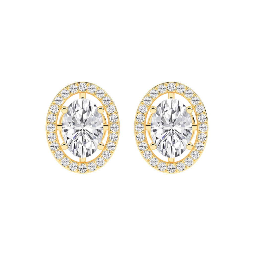 Oval Brilliance Diamond Halo Stud Earrings