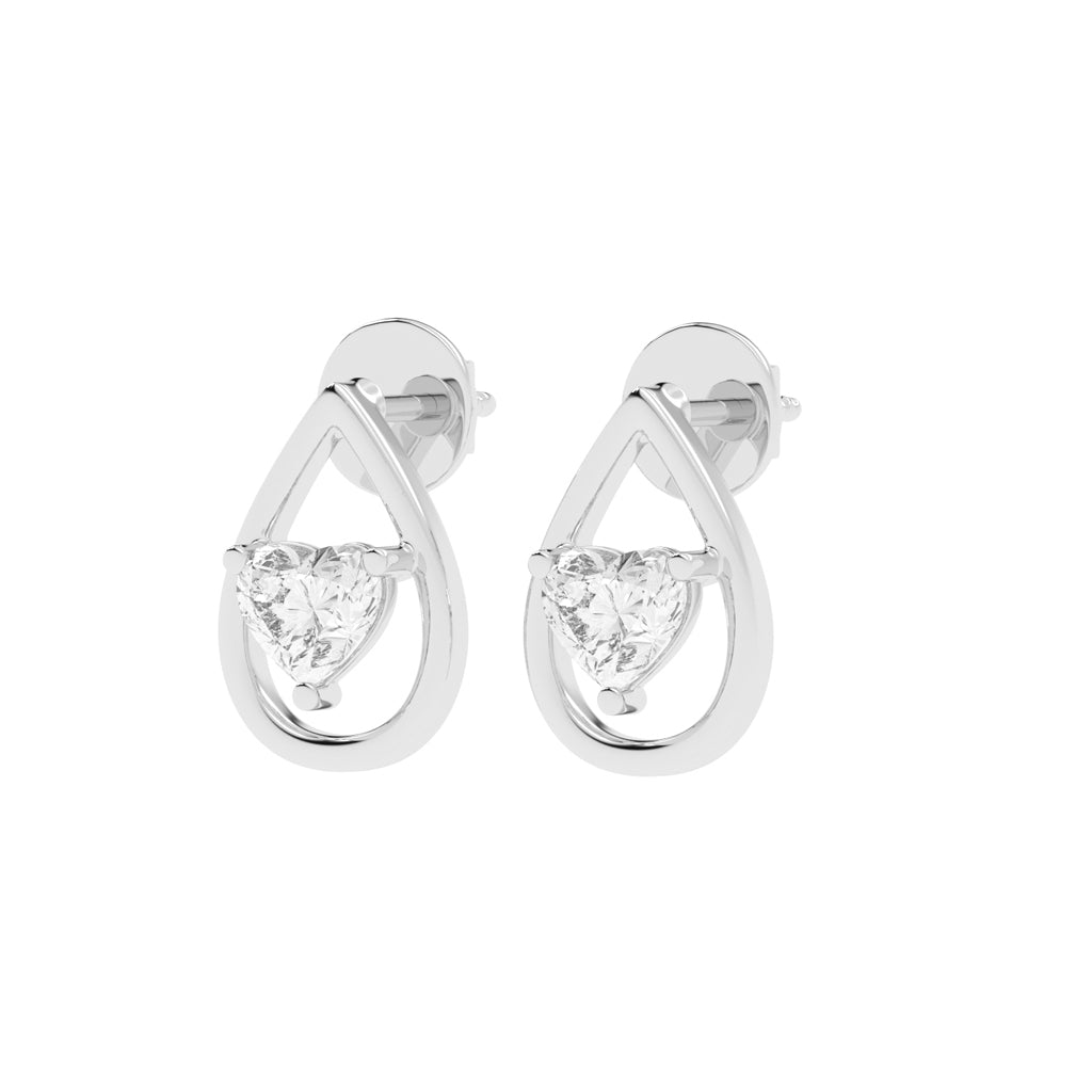 Heart in Teardrop Diamond Stud Earrings