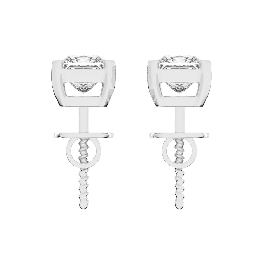 Radiant Square Princess Cut Diamond Stud Earrings