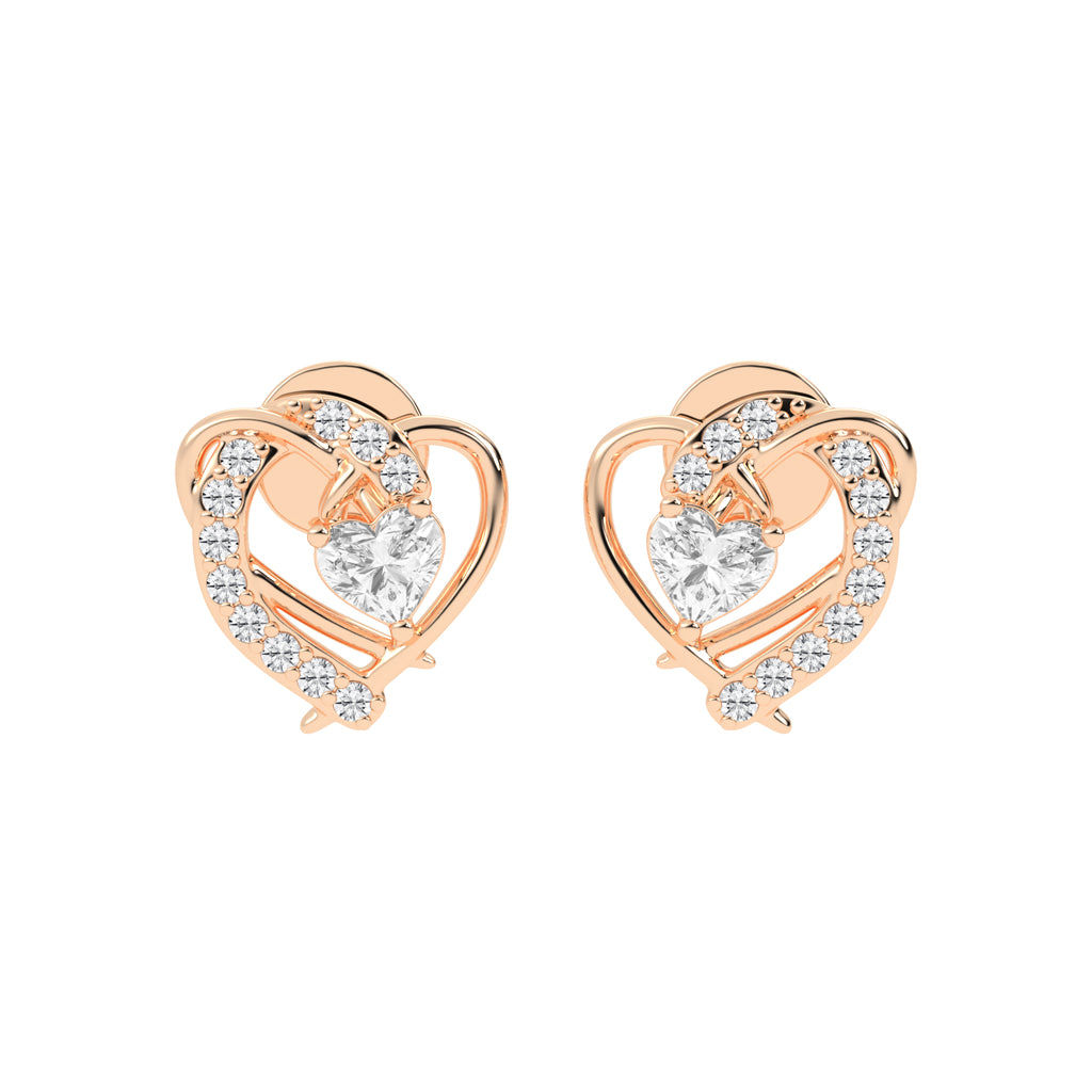Entwined Hearts Diamond Stud Earrings