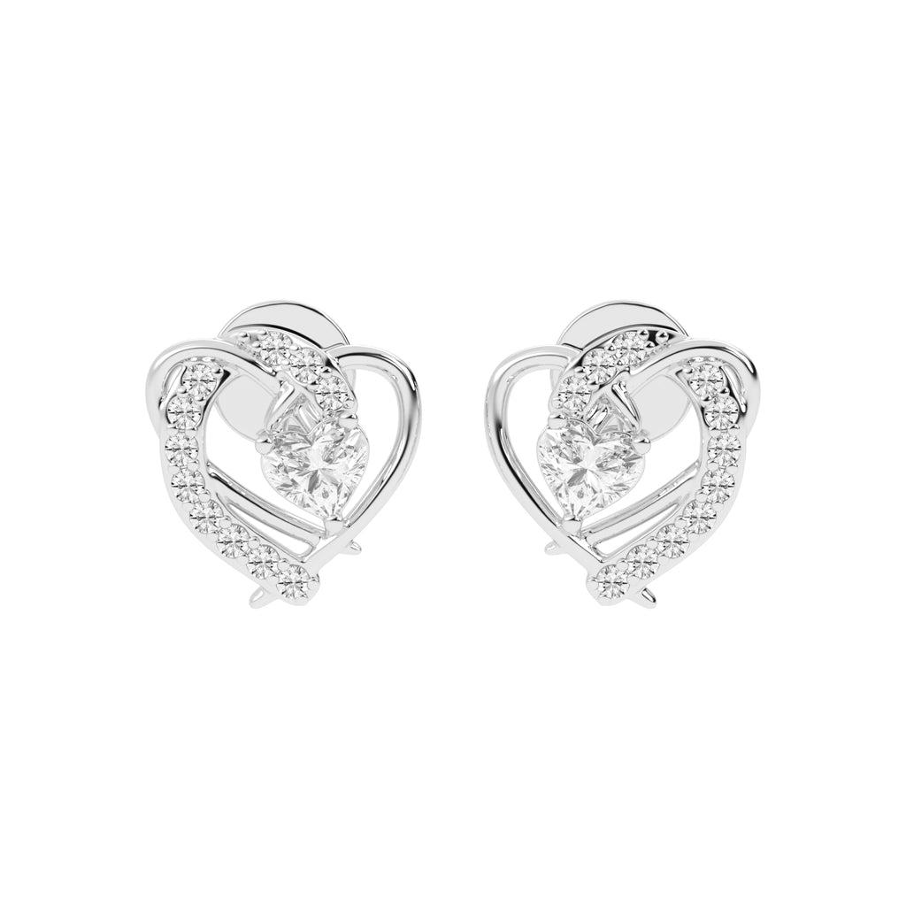 Entwined Hearts Diamond Stud Earrings
