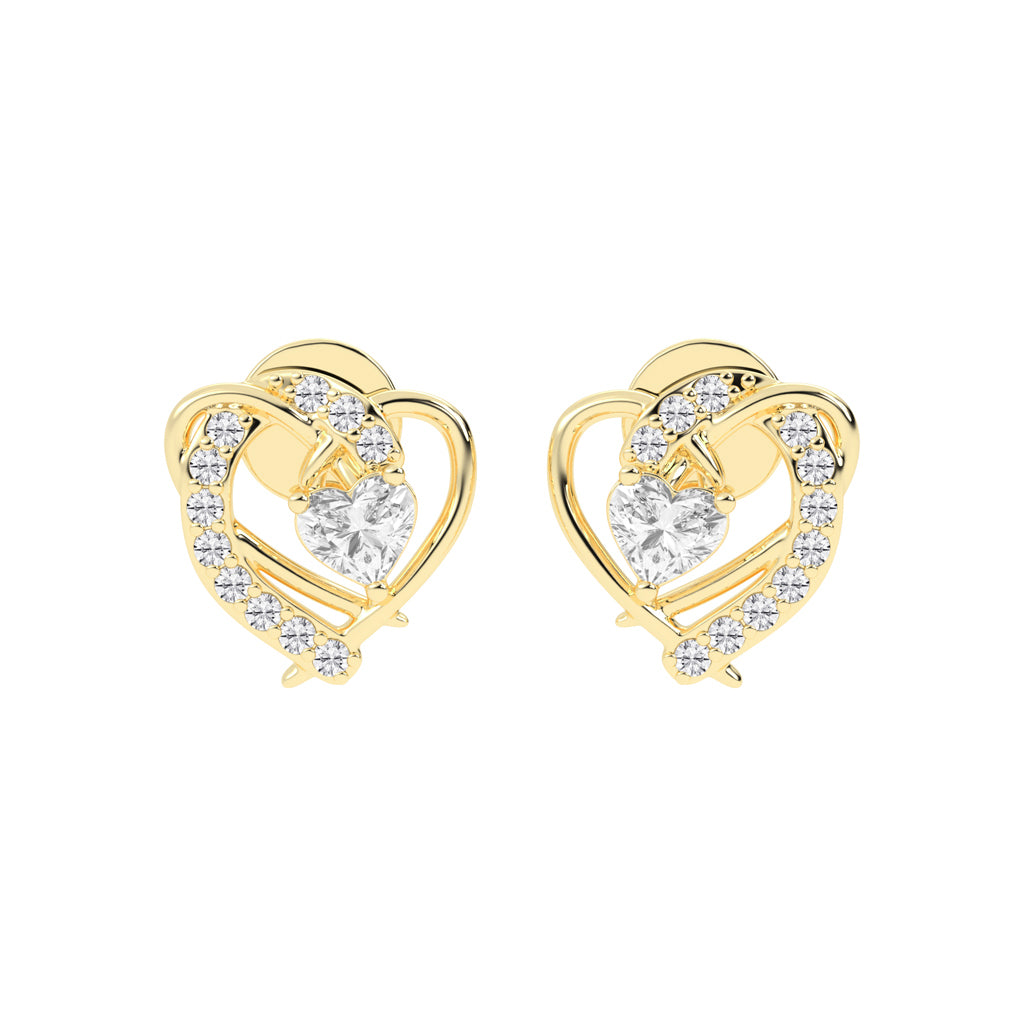 Entwined Hearts Diamond Stud Earrings