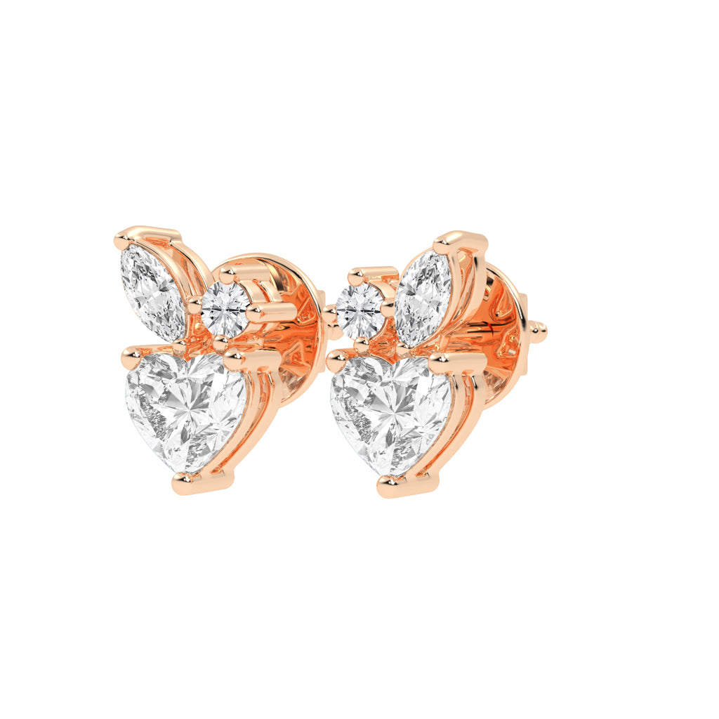 Heartfelt Wings Diamond Cluster Stud Earrings