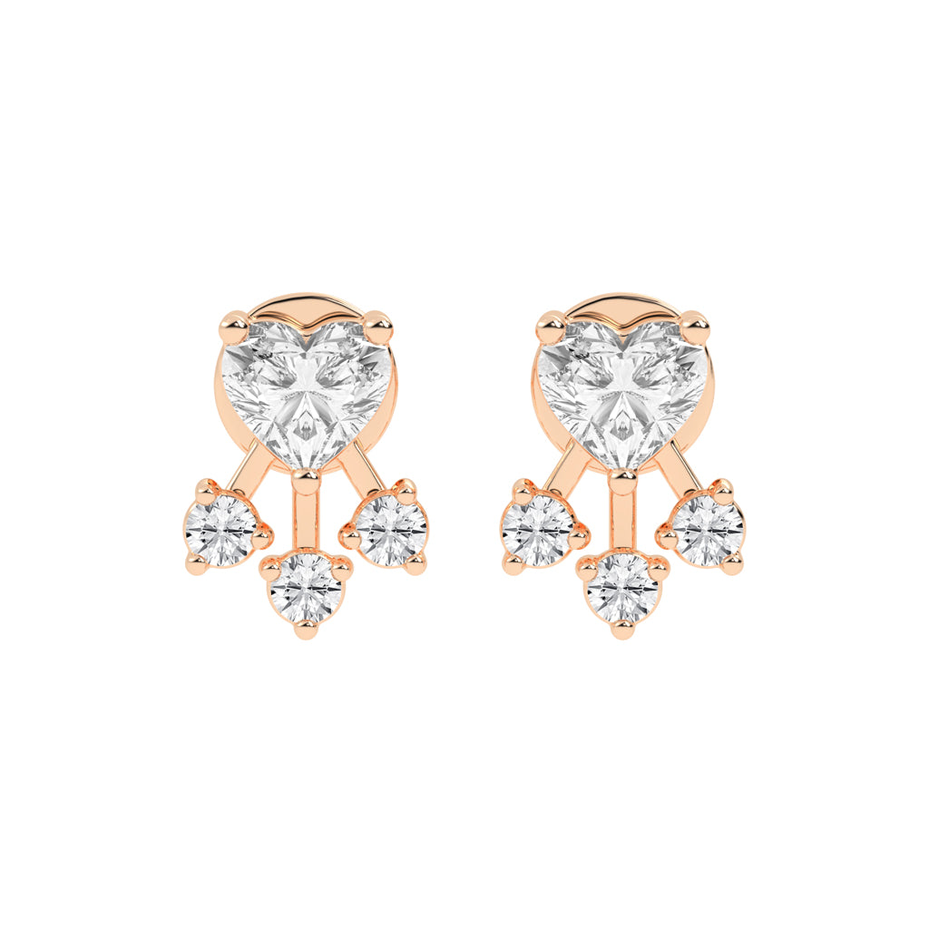 Love's Radiance Heart and Trinity Diamond Studs