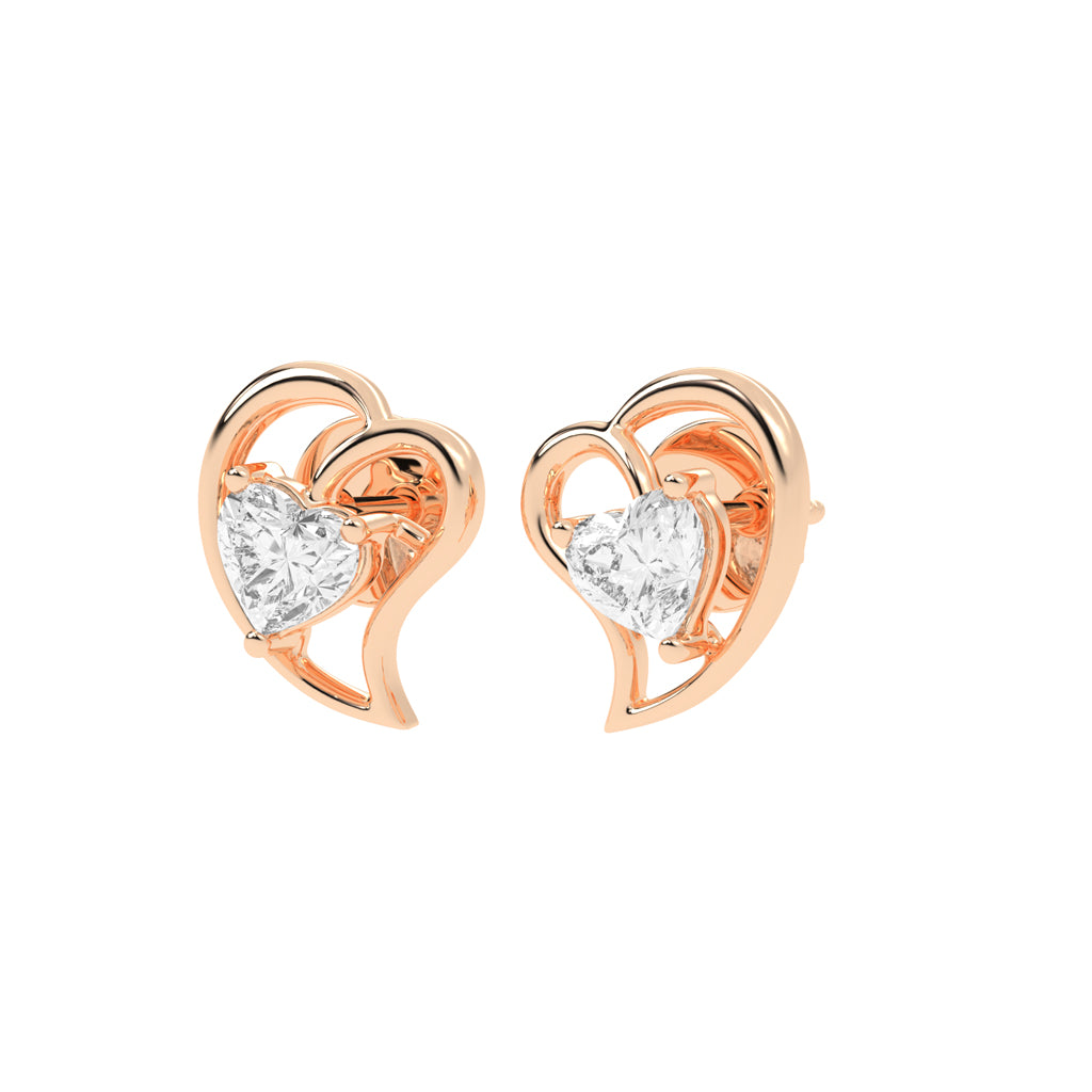 Embracing Heart Diamond Stud Earrings