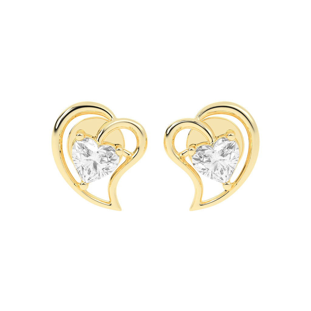 Embracing Heart Diamond Stud Earrings