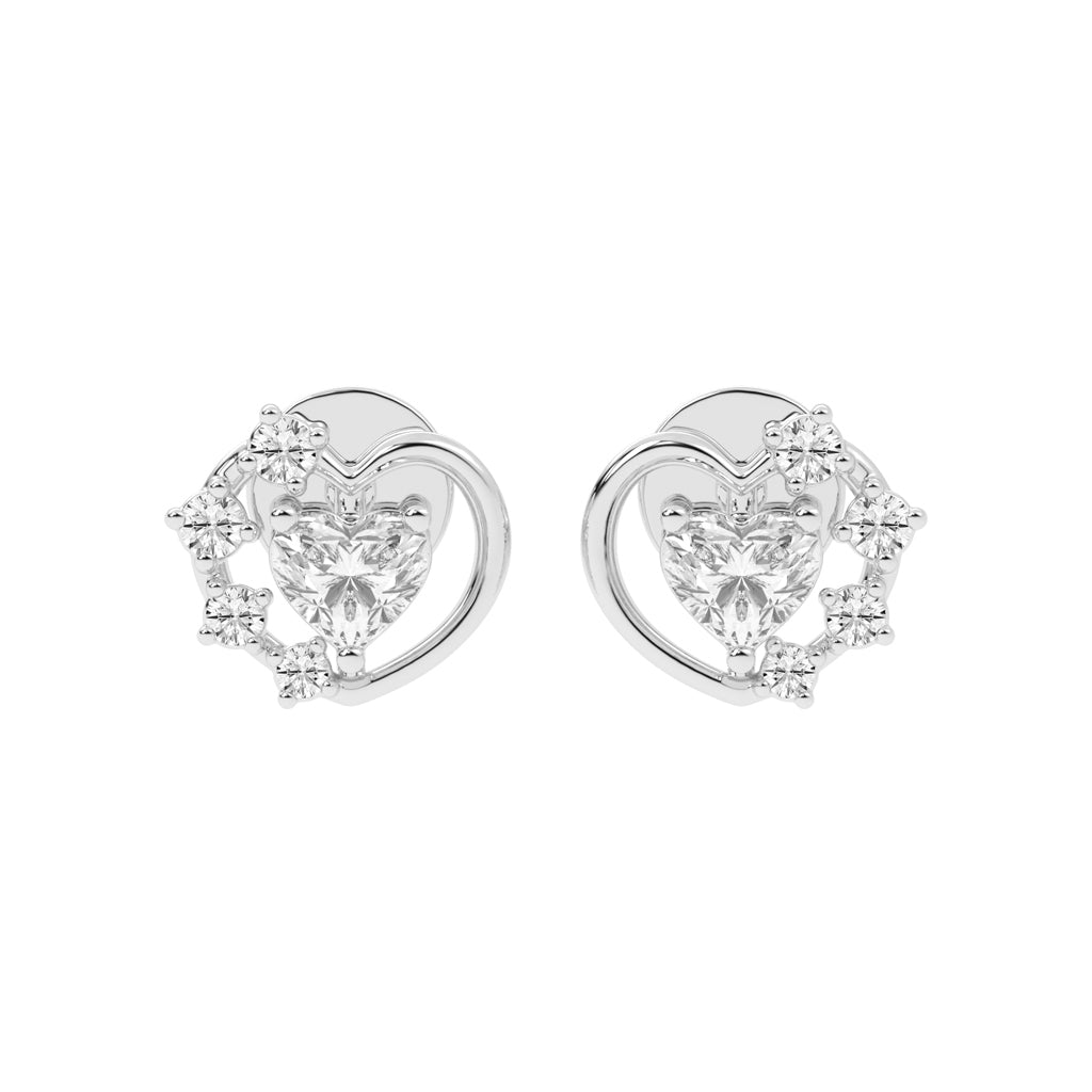 Sparkling Heart Aura Diamond Cluster Earrings