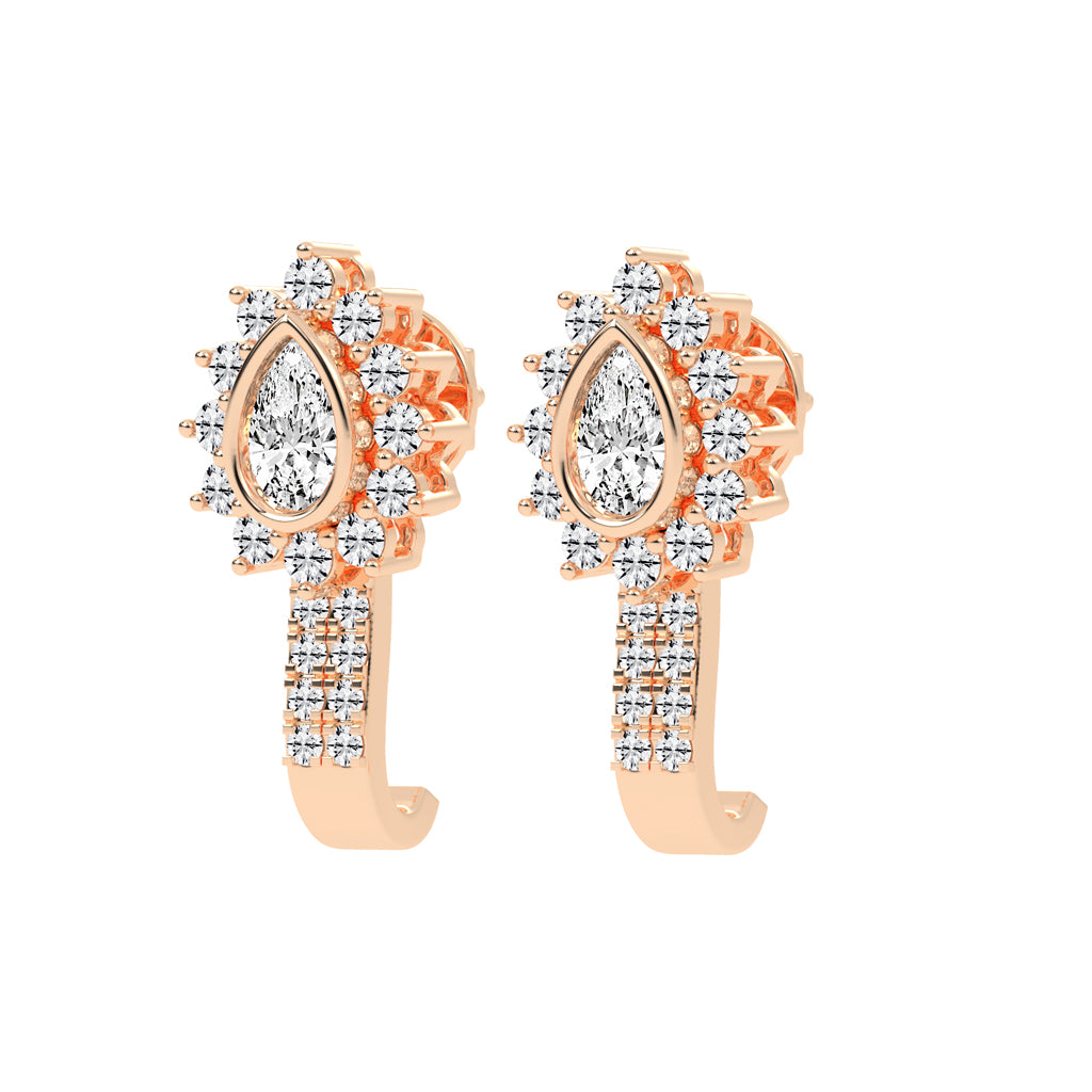 Sunburst Tear Pavé Bar Earrings