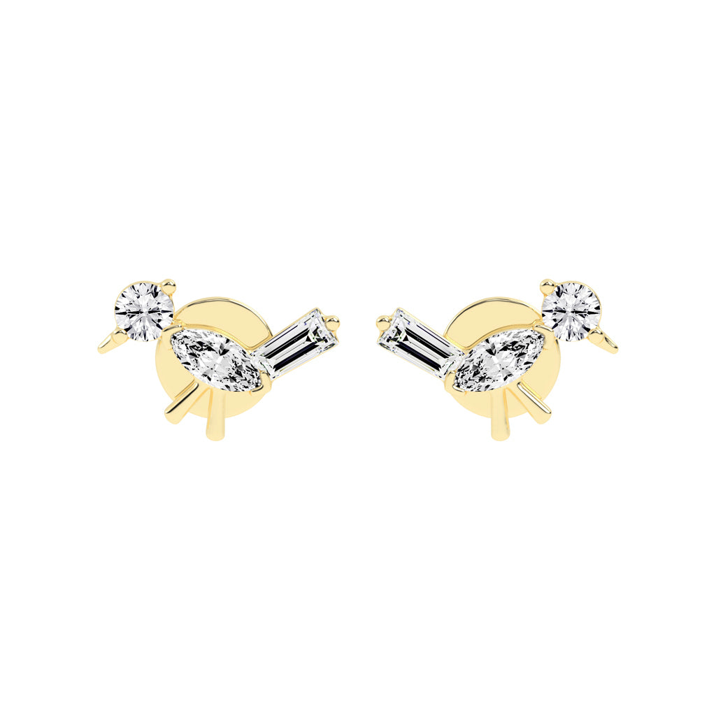 Sculpted Sparkle Trio Lab diamond Studs