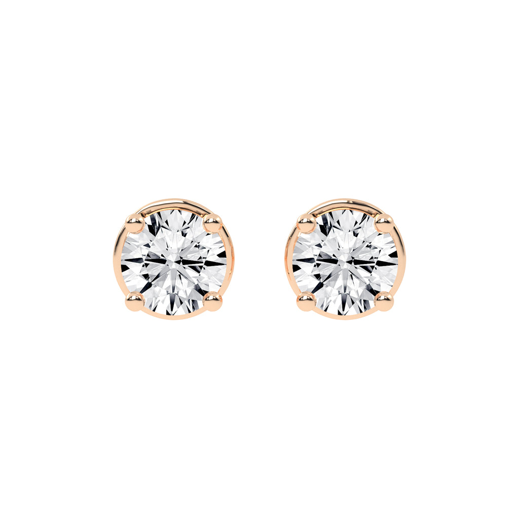 Classic Sparkling Round Shape Solitaire Studs Earrings