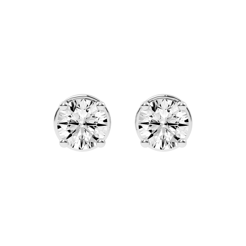 Classic Sparkling Round Shape Solitaire Studs Earrings