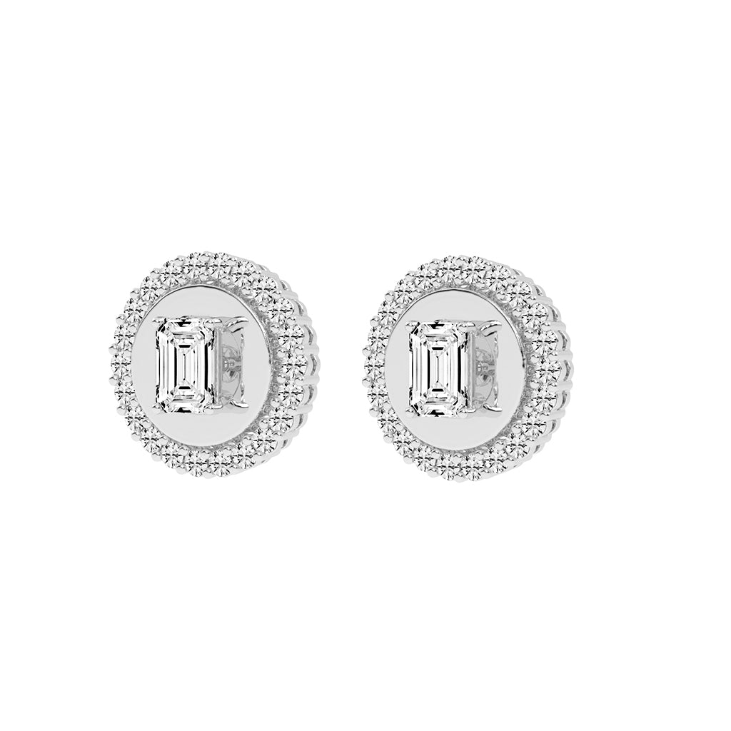 Halo Emerald-Cut Stud Earrings
