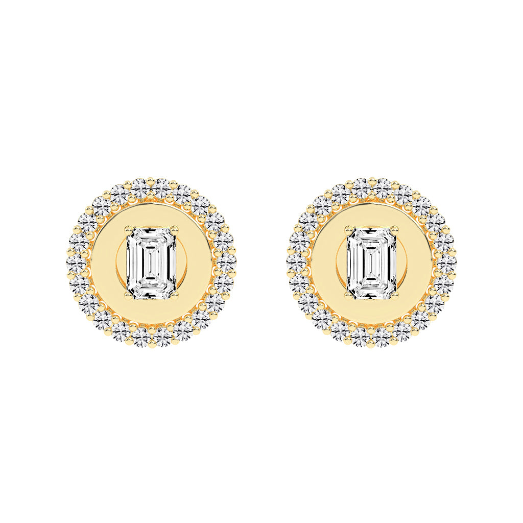 Halo Emerald-Cut Stud Earrings