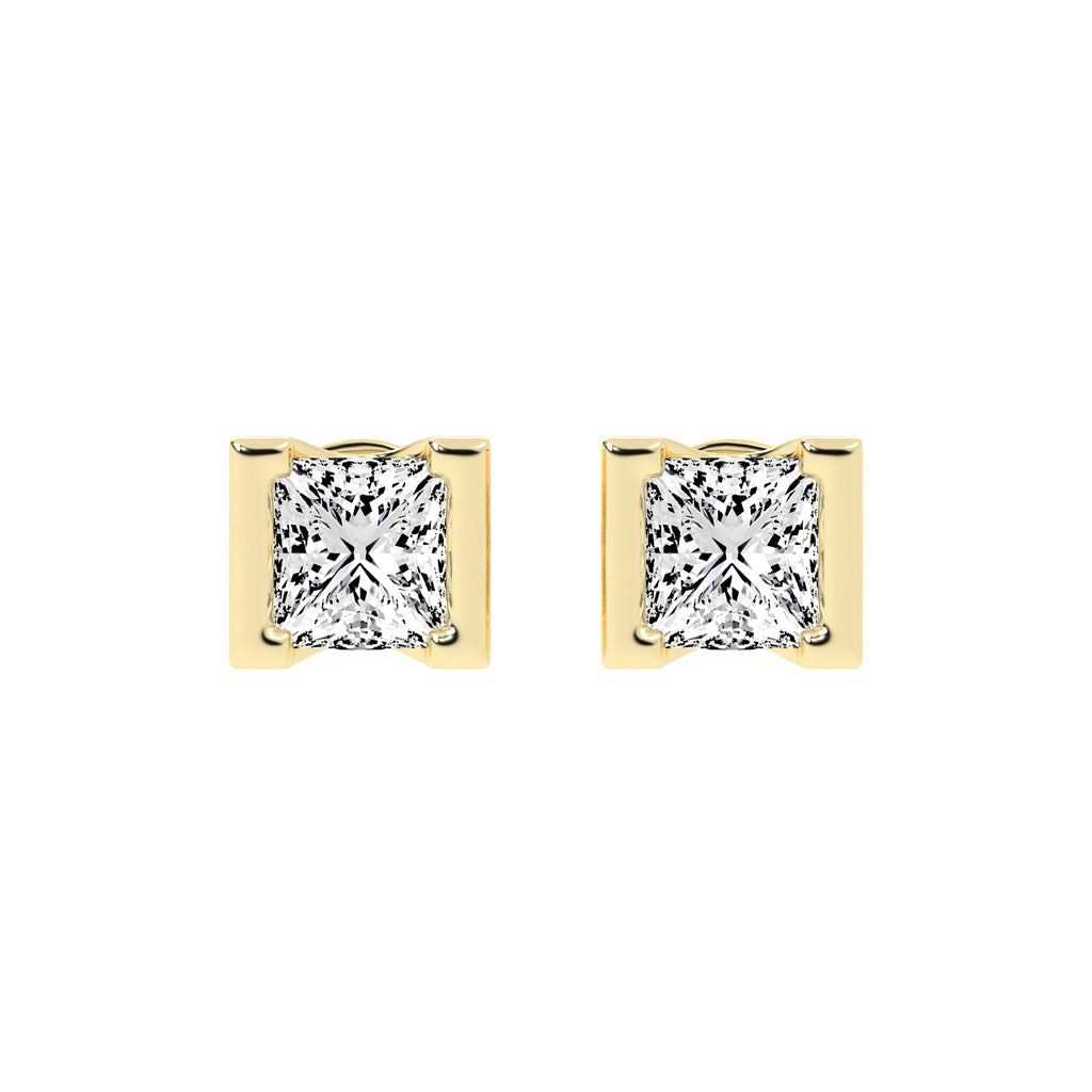 Modern Princess Cut Stud Earrings