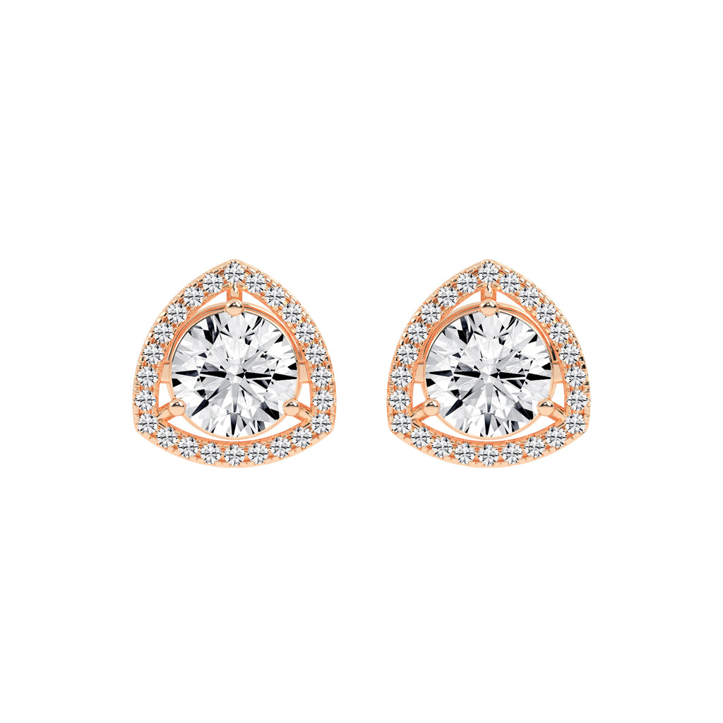 Triangular Halo Stud Earrings