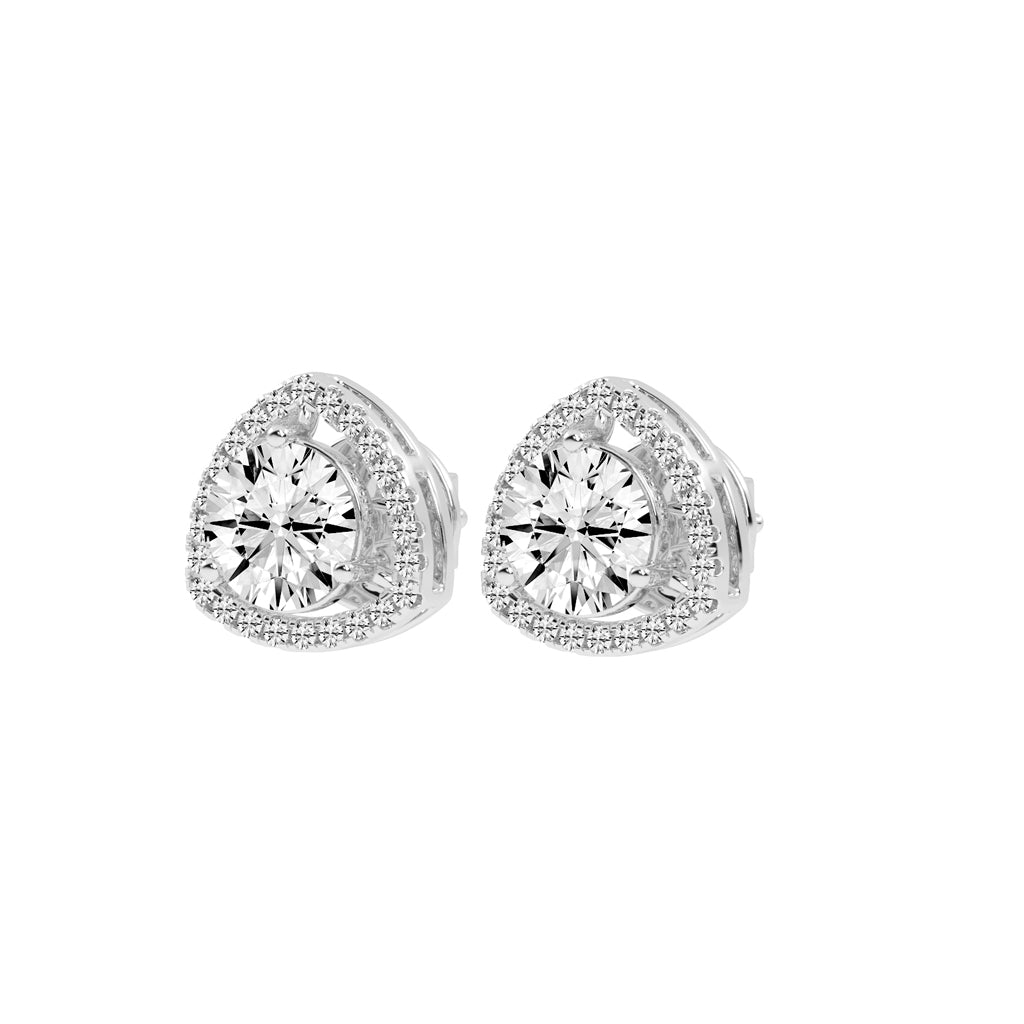 Triangular Halo Stud Earrings